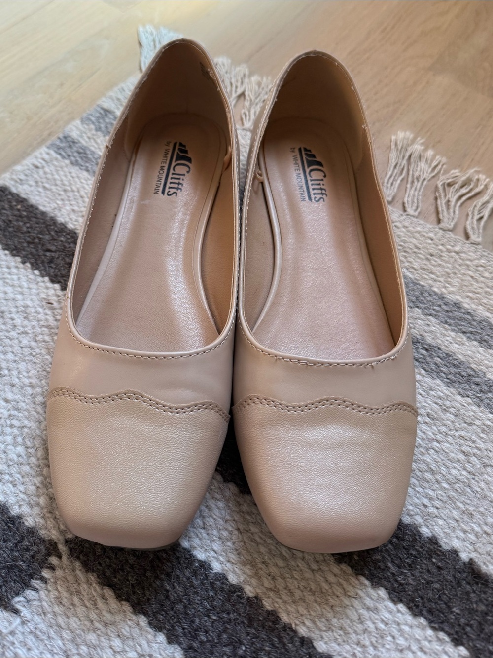 Cliffs by WHITE MOUNTAIN Taupe Square-Toe Leather Ballet Flats